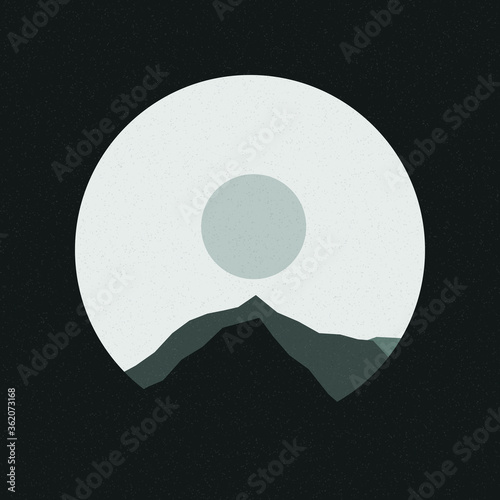Golden Orange color Mountains rocks silhouette art logo design illustration