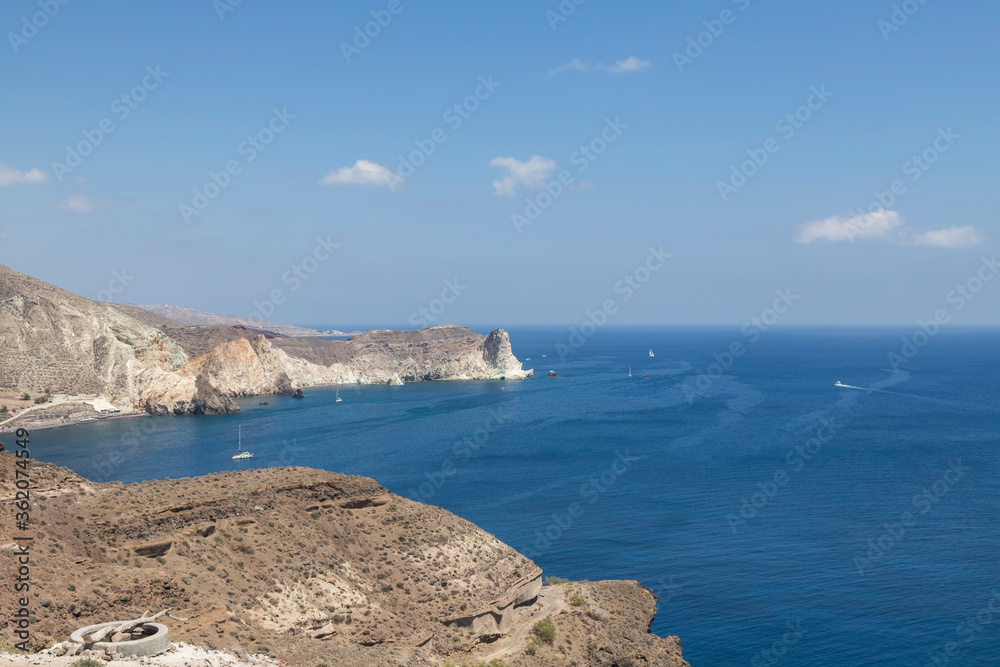Landscape on Santorini island in Greece.