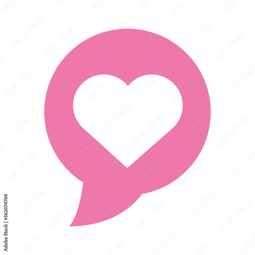 love romantic heart speech bubble isolated design icon