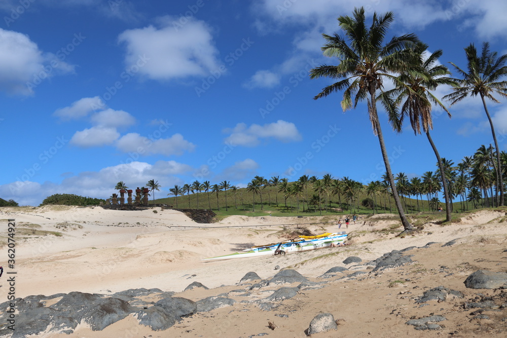 Fototapeta premium Plage d'Anakena à l'île de Pâques