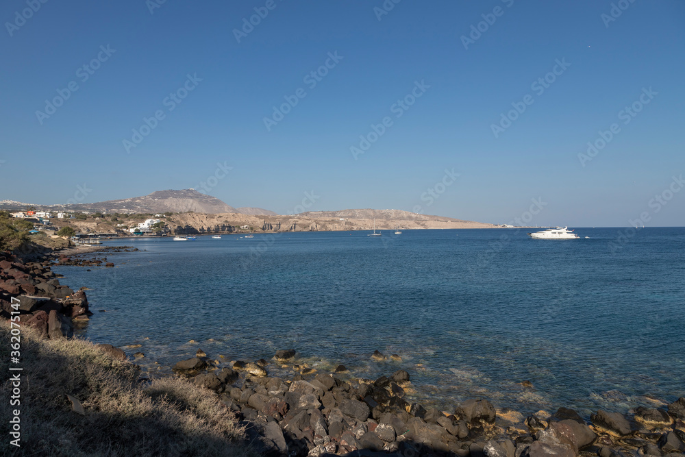Landscape on Santorini island in Greece.