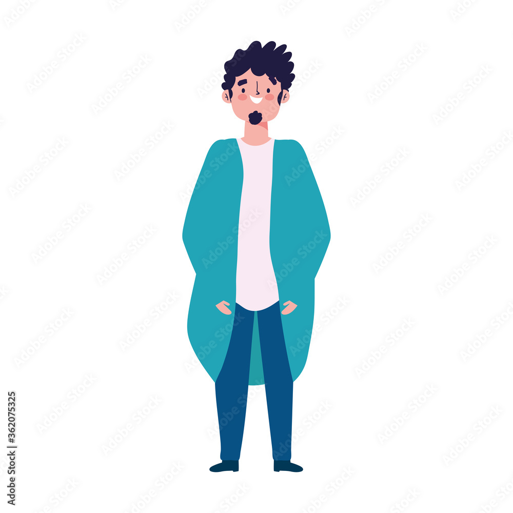 young man cartoon character male standing figure isolated design icon young man cartoon character male standing figure isolated design icon