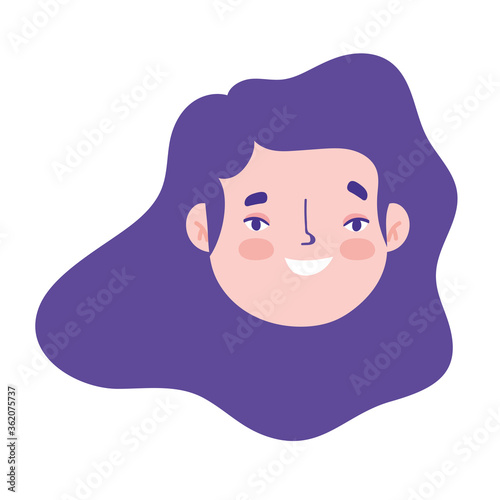 girl face character cartoon isolated icon design white background