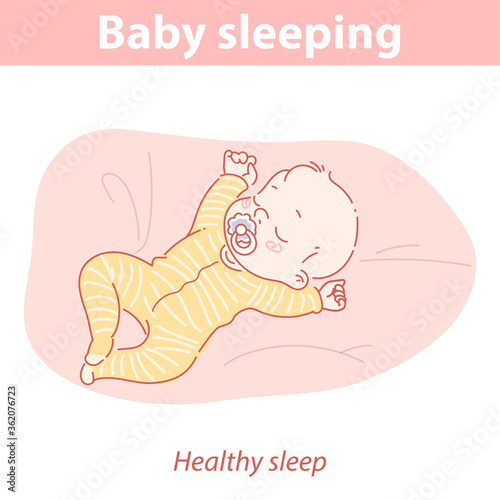 Baby sleeping. Cute little child sleeping with pacifier.