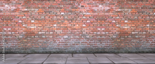 Industrial urban background. Empty grunge surface. 3D illustration of an old brick wall. photo