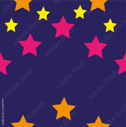 seamless abstract geometric pattern with bright stars on a dark background for fabric and Wallpaper