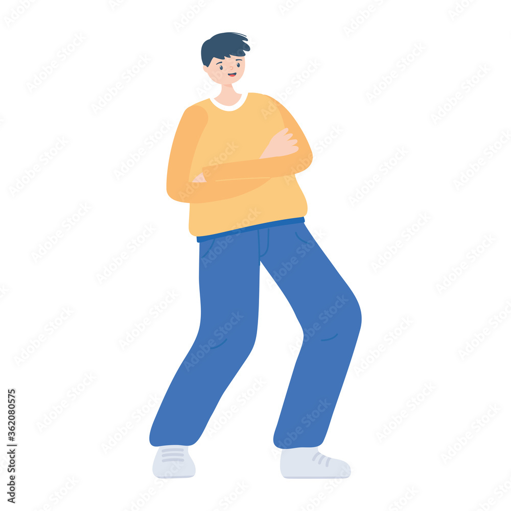 happy young man character cartoon standing isolated design icon happy young man character cartoon standing isolated design icon