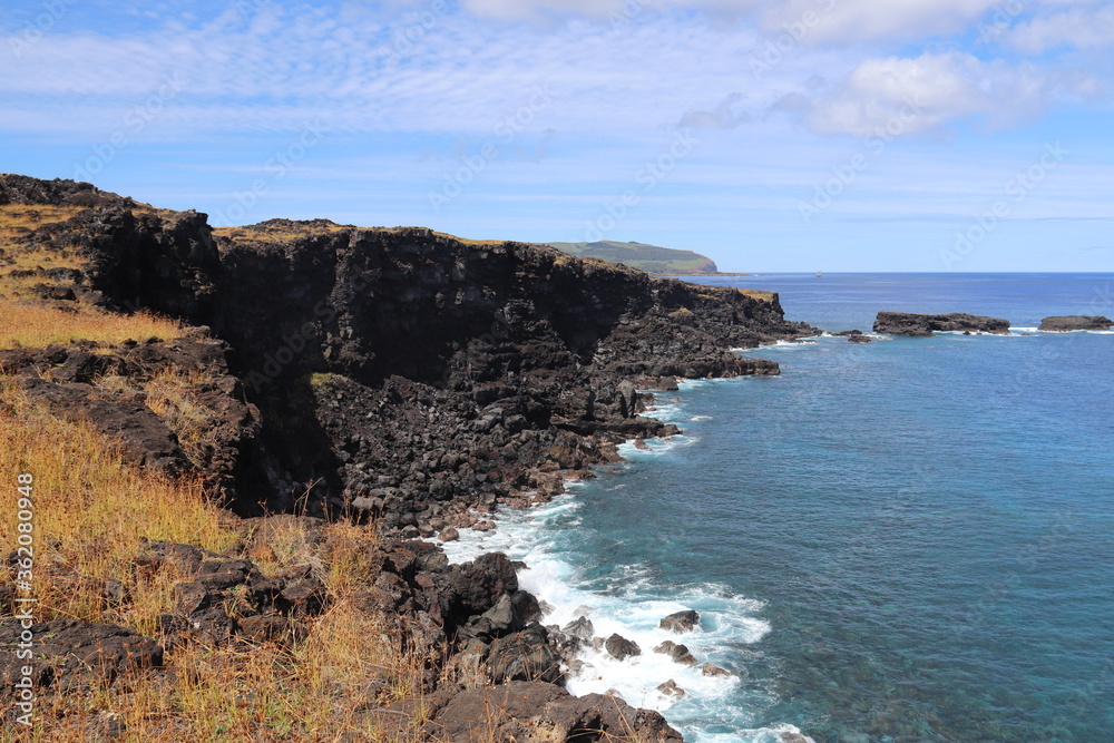 Falaise du littoral de l'île de Pâques