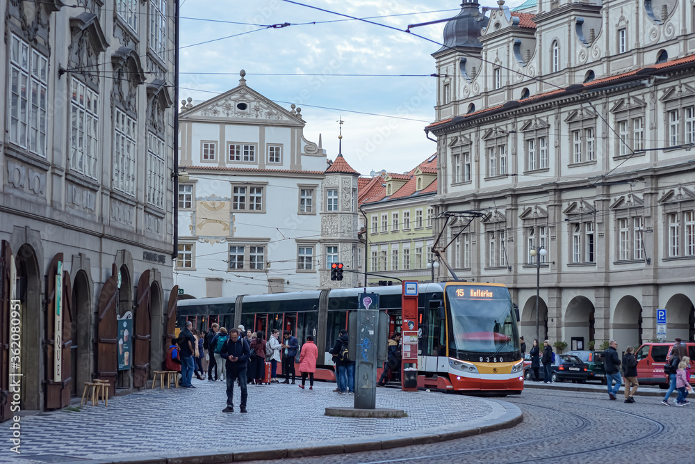PANORAMIC LIFE STYLE SCENE FROM PRAGUE, CZECH REPUBLIC, SEPTEMBER, 2019