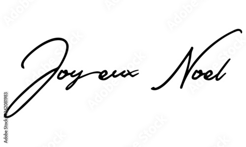 Joyeux Noel Handwritten Font Calligraphy Black Color Text on White Background