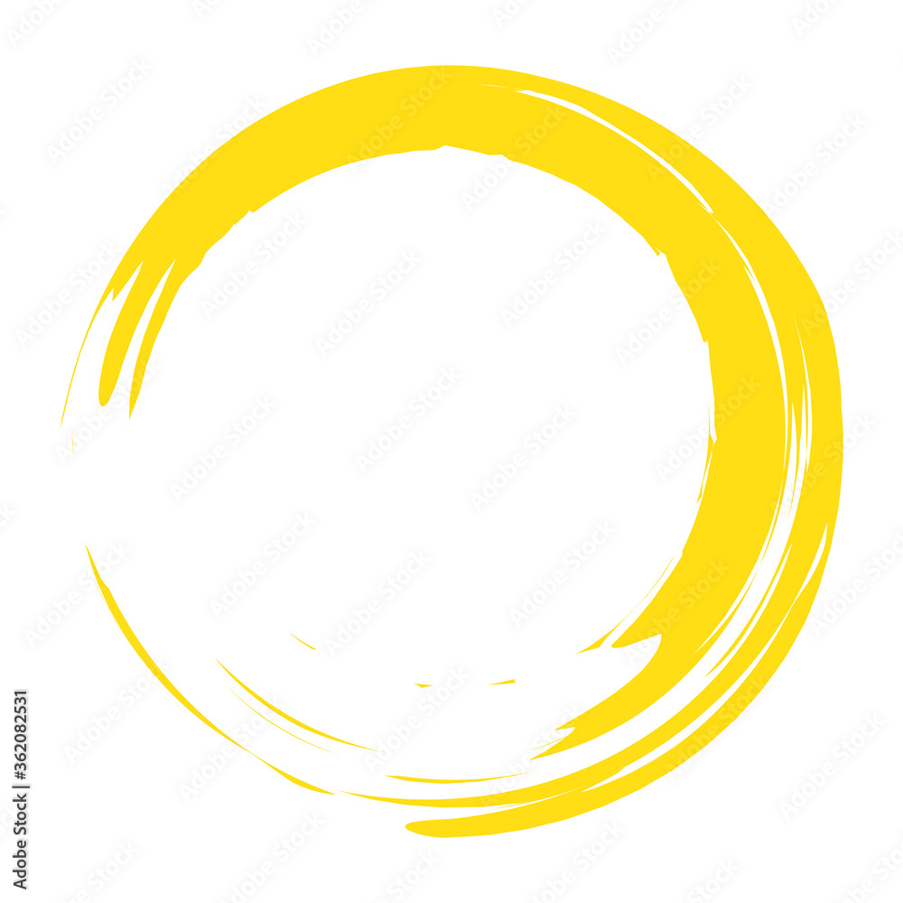Circle brush stroke vector isolated on white background.Yellow enso zen circle brush stroke.For round stamp, seal, ink and paintbrush design template.Grunge hand drawn circle shape,vector illustration Circle brush stroke vector isolated on white background.Yellow enso zen circle brush stroke.For round stamp, seal, ink and paintbrush design template.Grunge hand drawn circle shape,vector illustration