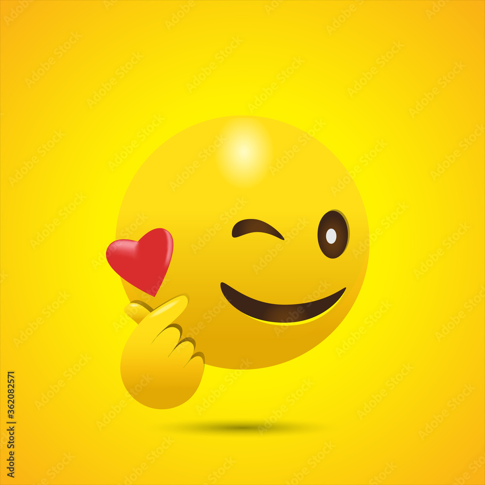 Winking Face Emoji Giving Korean Finger Heart Stock Vector Adobe Stock