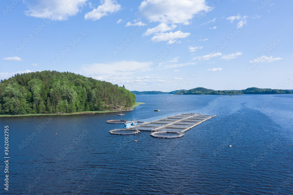 Obraz premium Aquaculture farms in Karelia, Russia