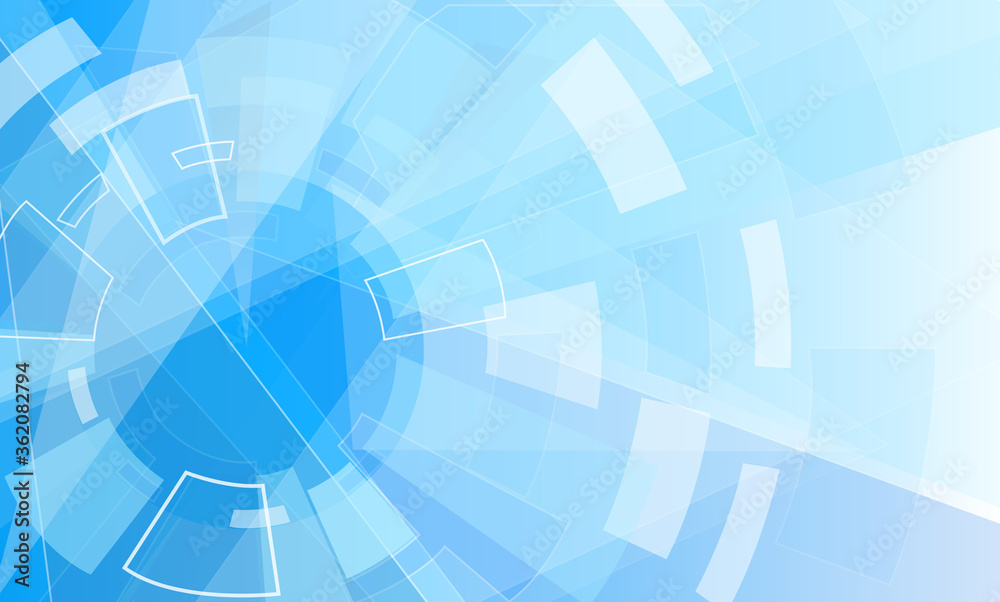Obraz premium Abstract technology background. Elegant white blue texture background for web site, tech design and backdrop. Creative circle and circuit technology solutions with gear. Abstract vector illustration
