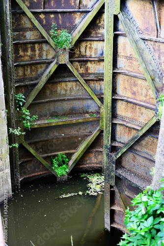 Old rusty floodgate  gates abandoned anthropogenic landscape © Sotis