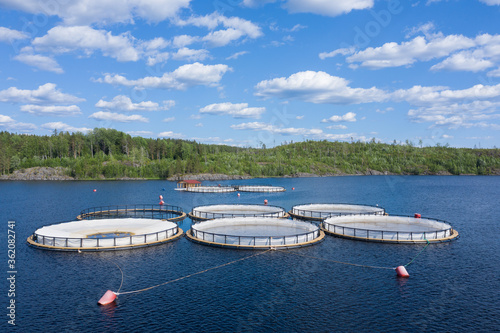 Aquaculture farms in Karelia, Russia