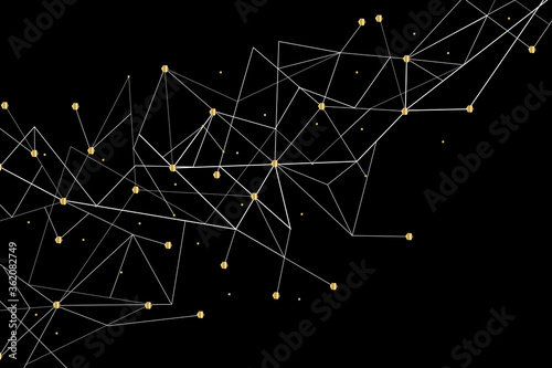 Network abstract connection isolated on black background.Network technology background with dots and lines for backdrop and ai design. Modern abstract concept.Vector illustration of network technology