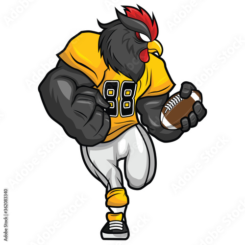 American Football Mascot Design - The Black Rooster