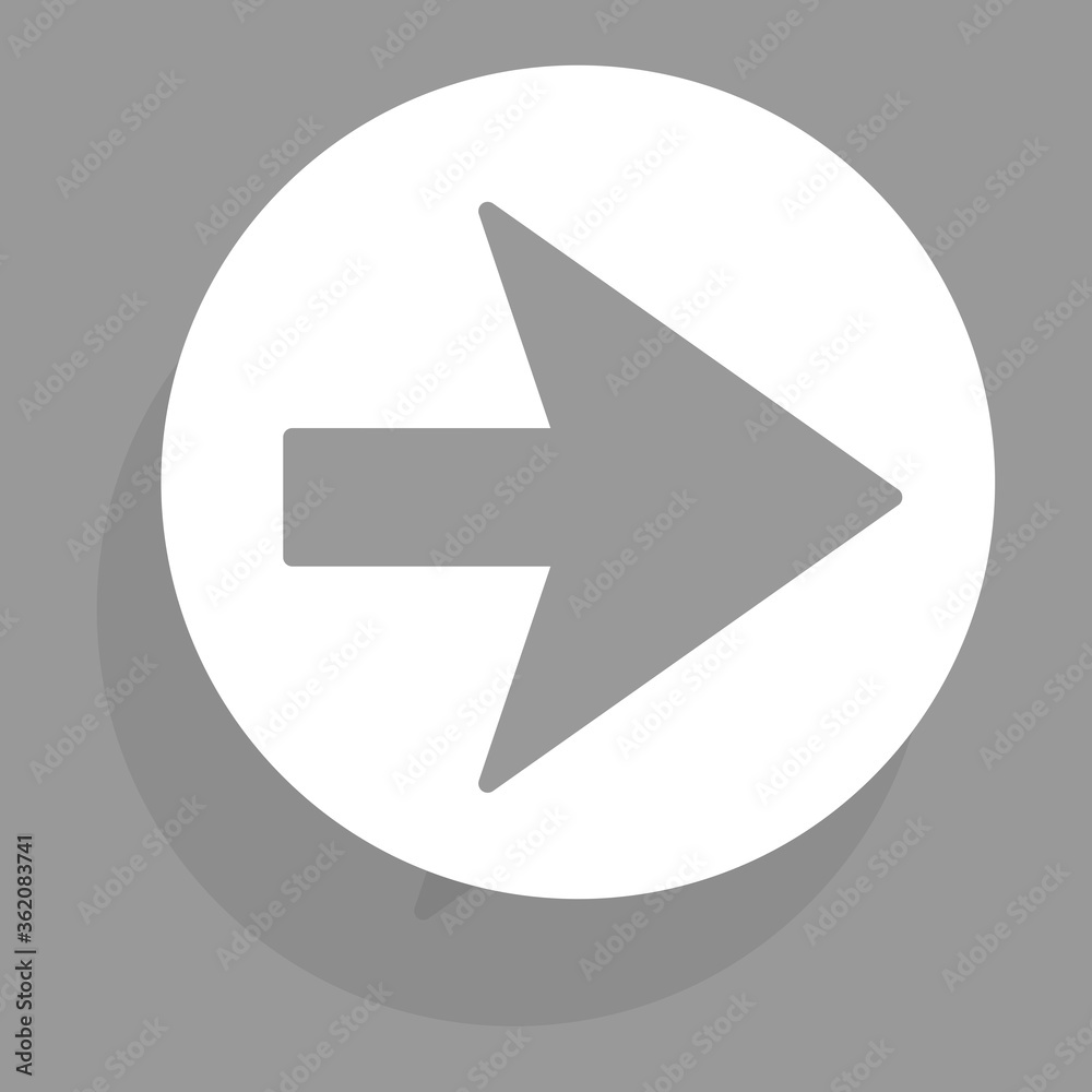 Arrow icon isolated on gray background. Trendy arrow icon in flat style for web site. Creative white arrow left direction. Template for app and ui. Vector illustration Arrow icon isolated on gray background. Trendy arrow icon in flat style for web site. Creative white arrow left direction. Template for app and ui. Vector illustration