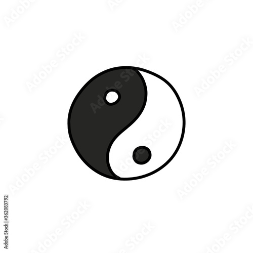 yin yang symbol doodle icon, vector color illustration