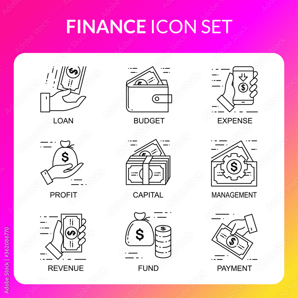 Simple Set of Finance Vector Line Icons. such as budget, capital, payment, and more. 
