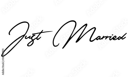  Just Married Handwritten Font Calligraphy Black Color Text 
on White Background