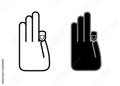 2D vector graphic of hands performing Vitarka Mudrā, a Buddhist symbolic hand gesture, sometimes used in Yoga and meditation