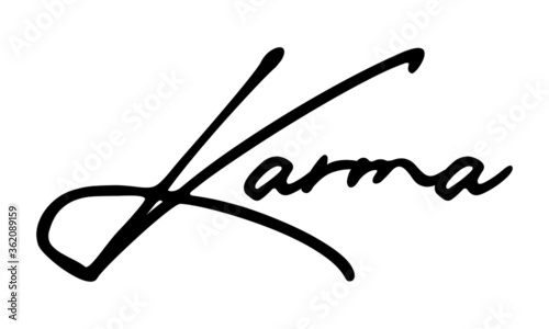 Karma Handwritten Font Calligraphy Black Color Text 
on White Background