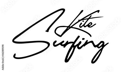 Kite Surfing Handwritten Font Calligraphy Black Color Text 
on White Background
