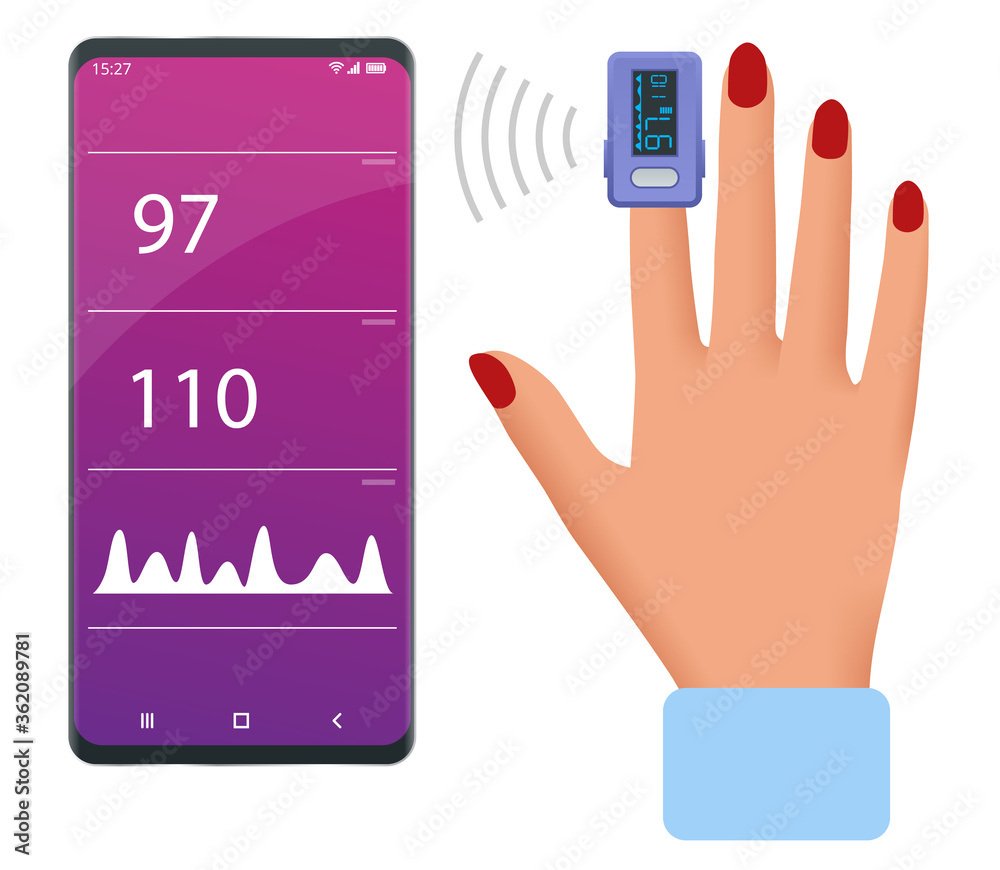 Isometric Portable Pulse Oximetry, Pulse Oximeter Fingertip. Pulse