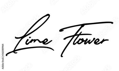 Lime Flower Handwritten Font Calligraphy Black Color Text 
on White Background
