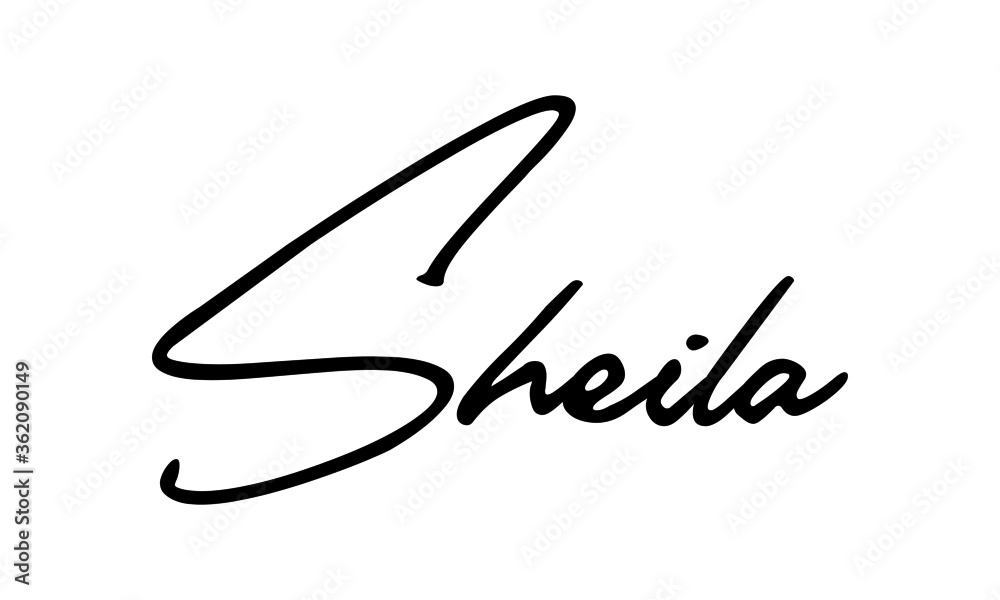 SheilaWomen Name Handwritten Font Calligraphy Black Color Text on