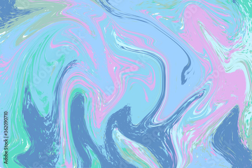 Blue pink abstract background. Colorful liquid paint raster illustration. Digital suminagashi paper.