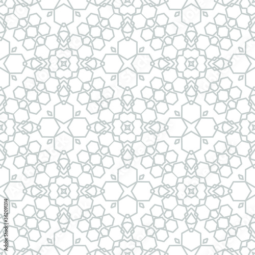 seamless geometric pattern Texture abstract gray lines flowers background. 