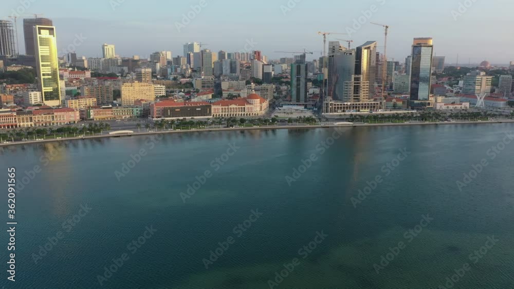 Luanda skyline from above, capital of Angola. Pan out, aerial drone footage 4k Luanda skyline from above, capital of Angola. Pan out, aerial drone footage 4k