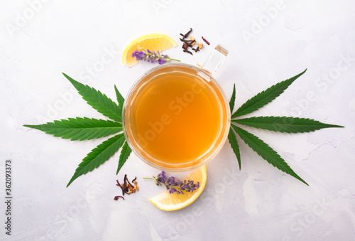 Cannabis infused tea made with marijuana, loose leaf tea, lavender and chamomile. A relaxing CBD infused beverage to wake up. Can be used for medical purposes for sleep and anxiety.