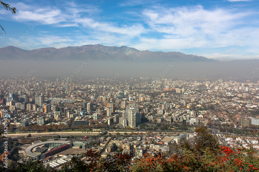 Fototapeta premium Aerial view of Santiago, Chile from Cerro Santa Lucia