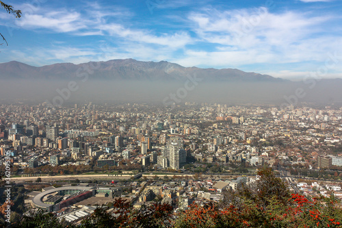 Aerial view of Santiago  Chile from Cerro Santa Lucia