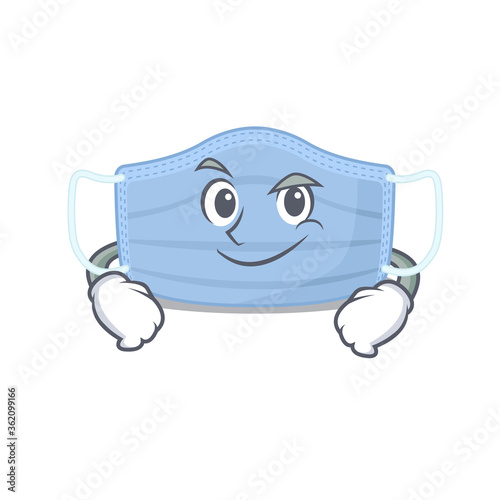 A cute arrogant caricature design of surgical mask having confident gesture
