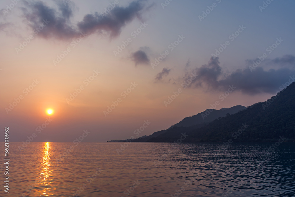 View of beautyful sunrise and peaceful at Koh Chang island Thailand View of beautyful sunrise and peaceful at Koh Chang island Thailand