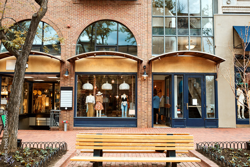 Shops, retail business and restaurants along Pearl Street Mall, a pedestrian mall in Boulder County. Boulder, Colorado, USA photo