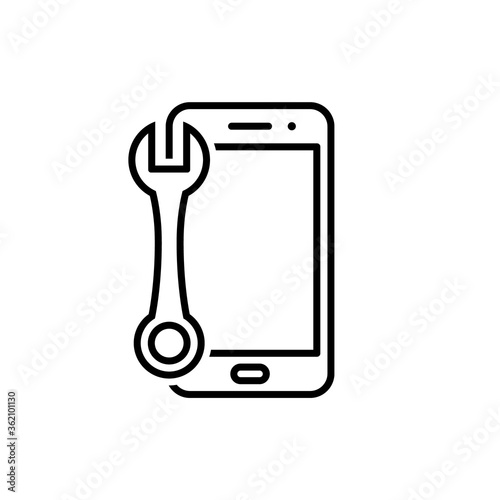 Smartphone repair vector linear icon.