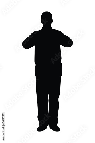 Tai Chi Chuan man silhouette vector