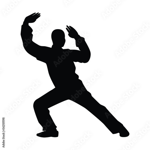 Tai Chi Chuan man silhouette vector