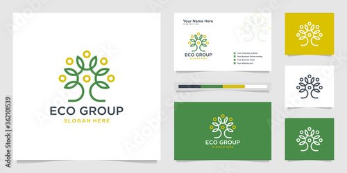 logo design line collection of environmentally friendly people. premium logo designs and business cards.