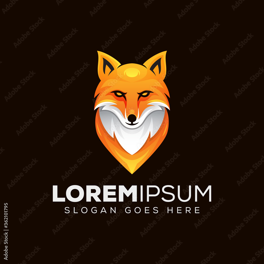 Naklejka premium animal Head fox logo design vector template