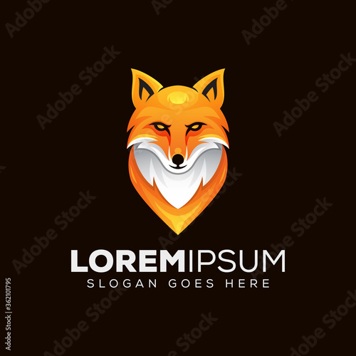 animal Head fox logo design vector template