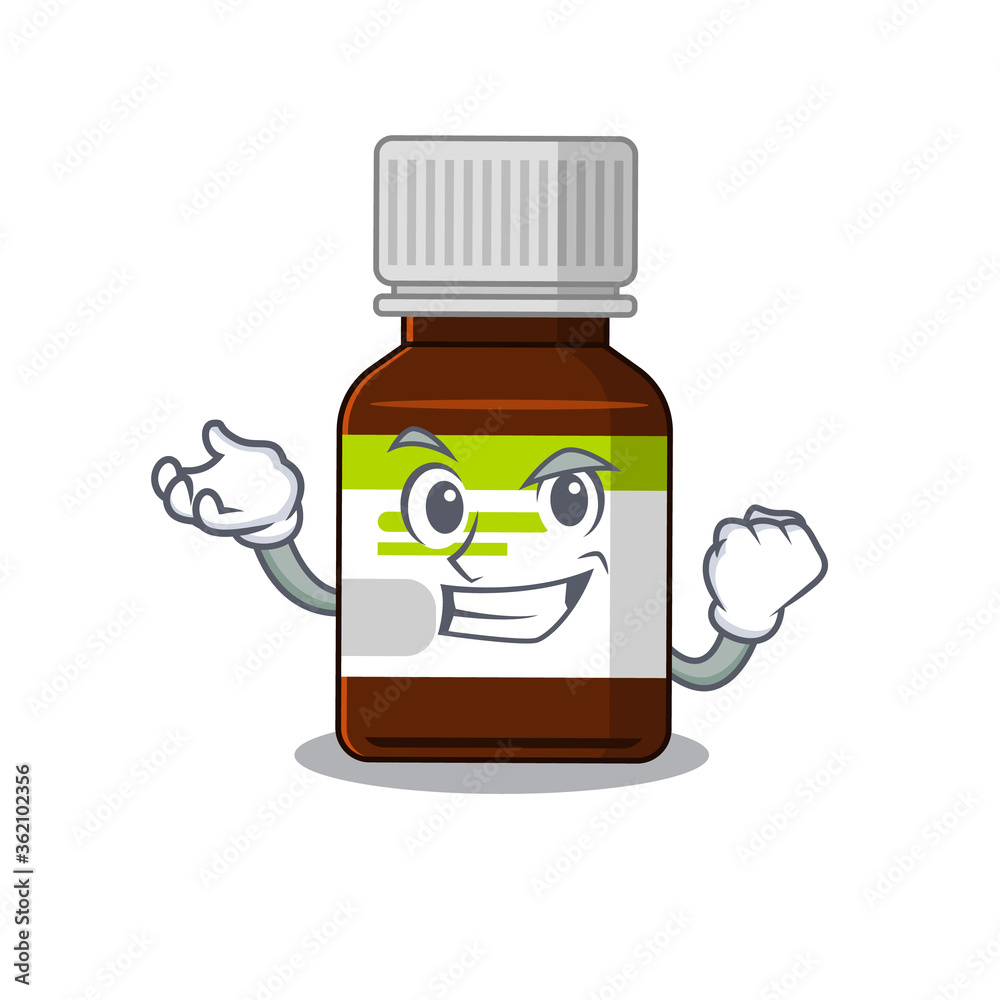 A funny cartoon design concept of antibiotic bottle with happy face