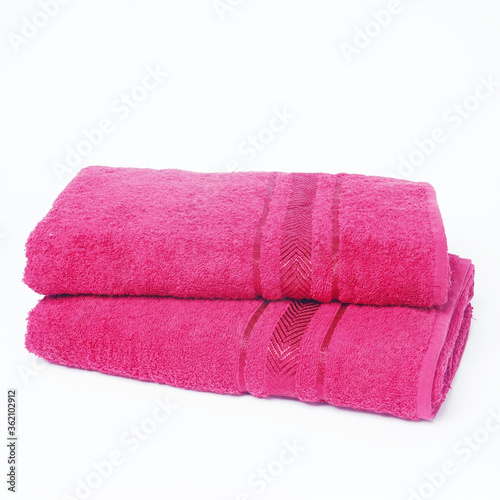 close-up of cotton bath towel. towel isolated over white background. colorful towel.