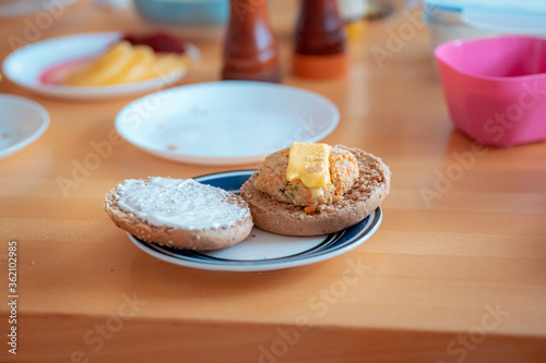 Closeup view of home make hamburger